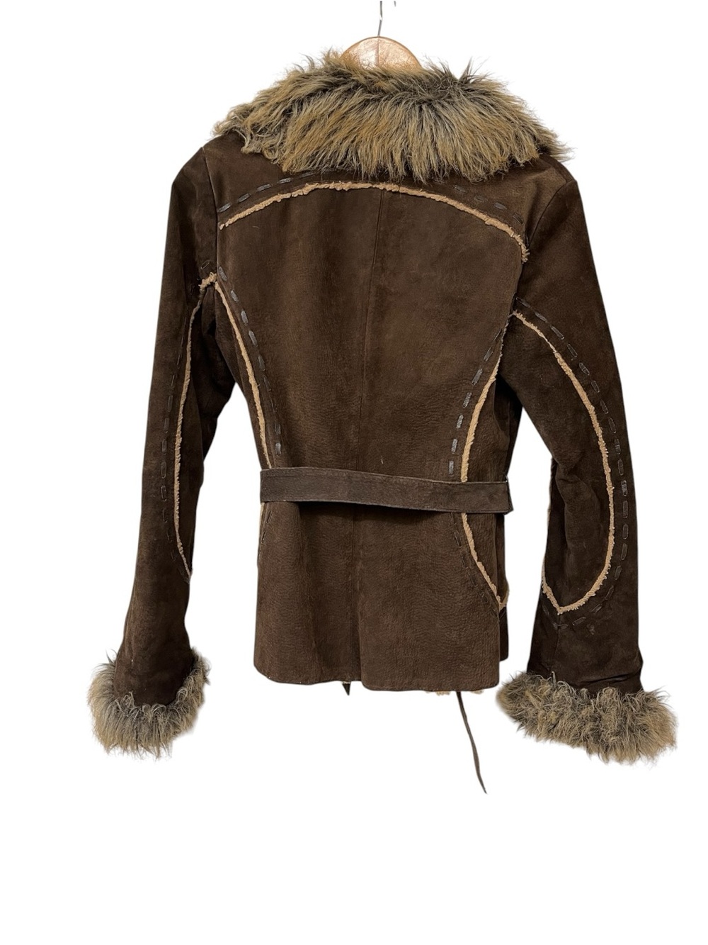 1990s Y2K Vintage Wilsons Leather Suede Jacket Penny Lane Boho Style Faux Fur S - Picture 4 of 8